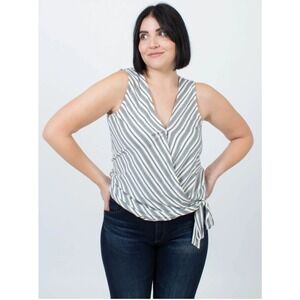 Tart Striped Sleeveless Tie-Waist Top Blouse‎ Nautical Casual